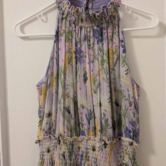 Lavender High Neck Floral Midi Dress Taylor size 6 - Picture 2 of 4